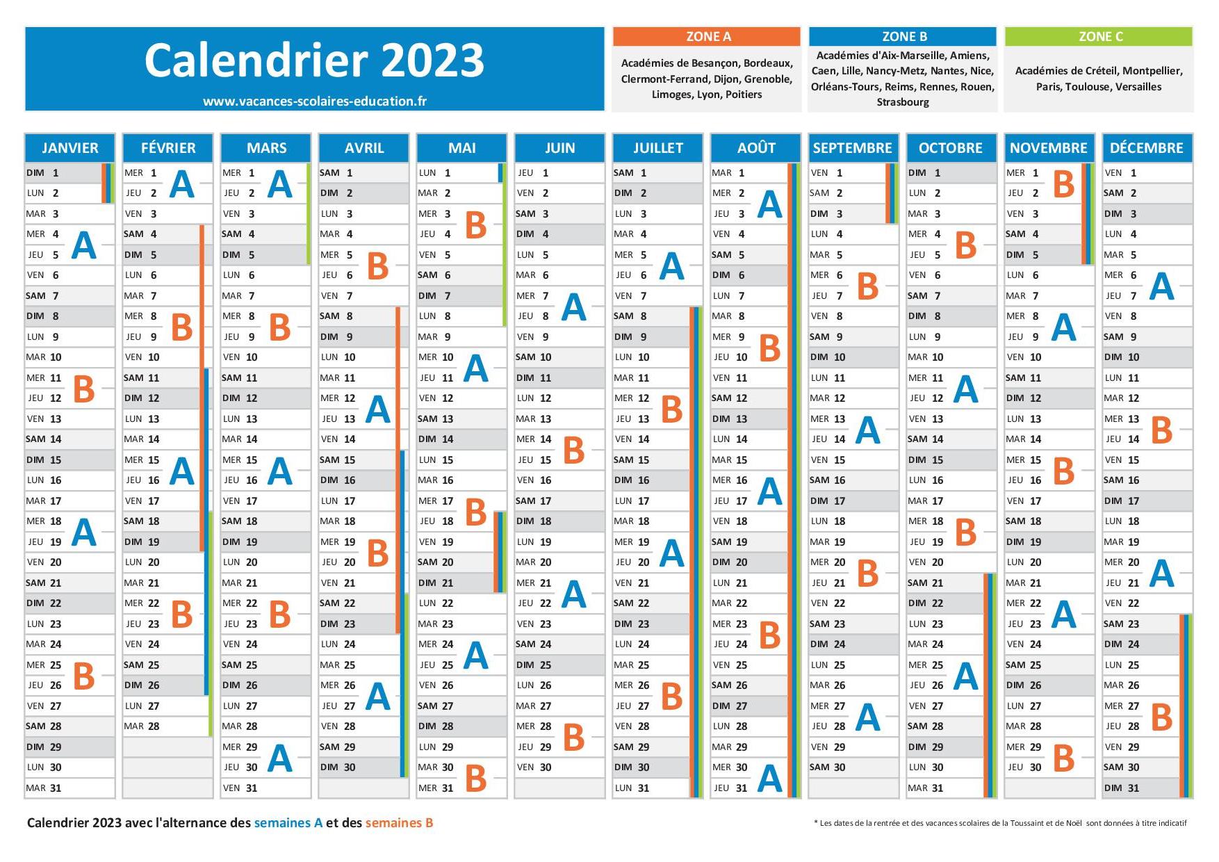 Calendrier 2023-2024 - Collège Jean Zay